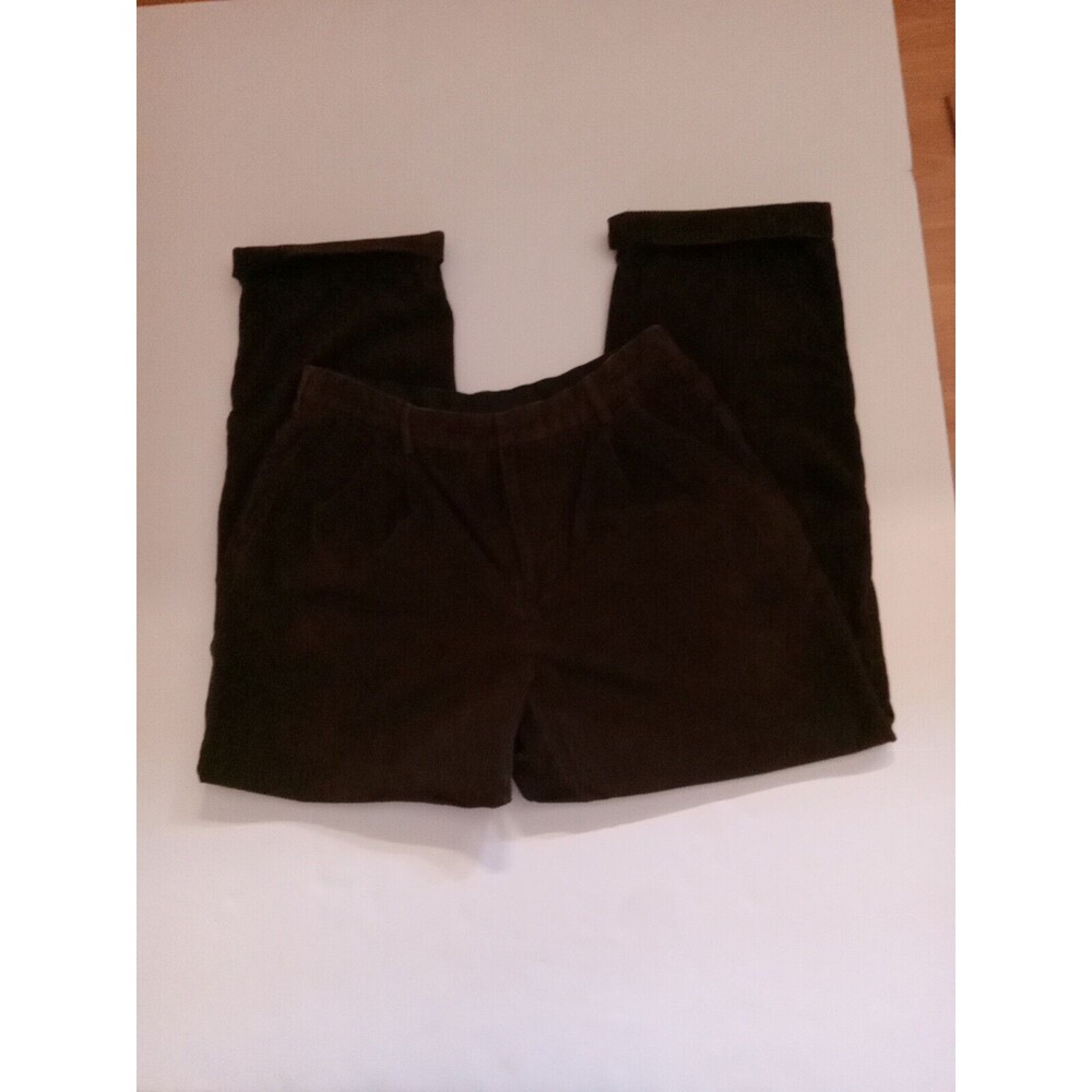 MENS GEORGE PLEATED BROWN CORDUROY PANTS SIZE 36X32 CUFFED